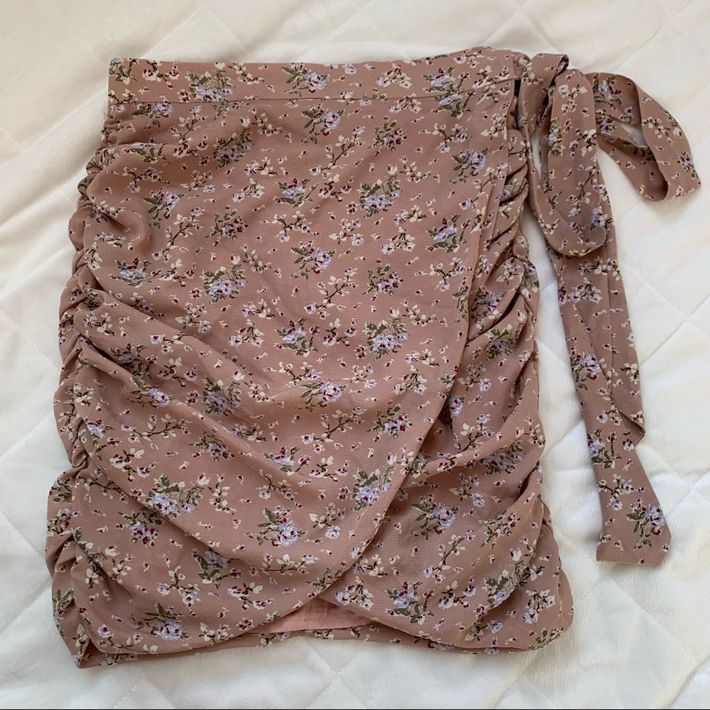 Showpo. Floral Ruched Wrap Skirt